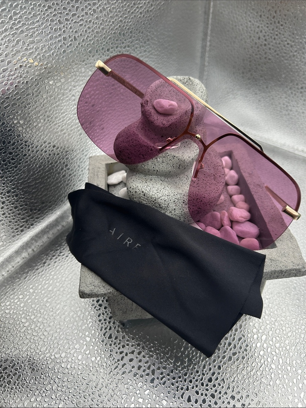 Aire Natural Venatici 137Mm Pink/gold Aviator Sunglasses